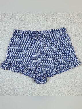 J. Crew Stamp Floral Print Cotton Voile Ruffle Beach Shorts